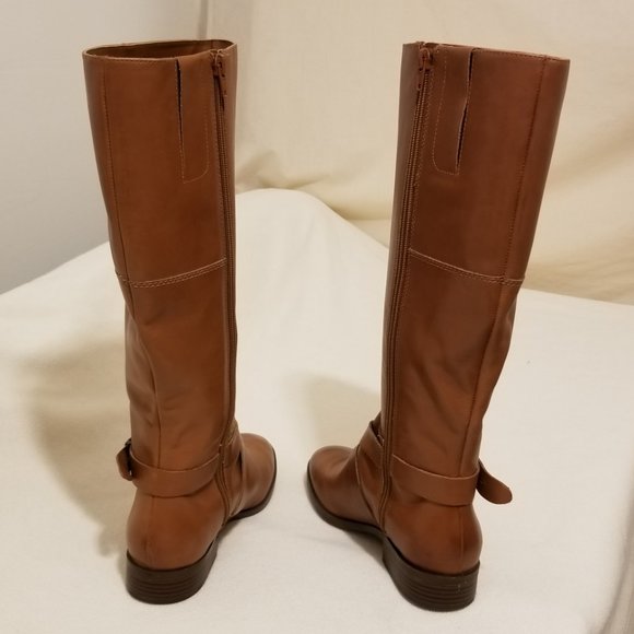 Nine West Brown Soft Leather Zip Up Knee High Boots Size 8M - Picture 12 of 12